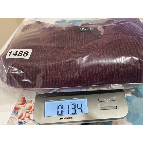 NIC + ZOE BURGUNDY FRINGE KNIT TRIM LONG SLEEVE SWEATER SMALL PETITE - Picture 9 of 10